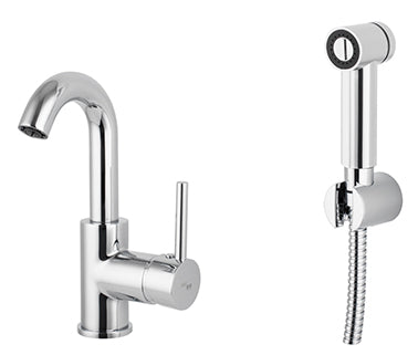 LAVATORY FAUCET WITH SHOWER FUN CERAMIC 9/16 X 400 HOSES MINI MODEL CHROME