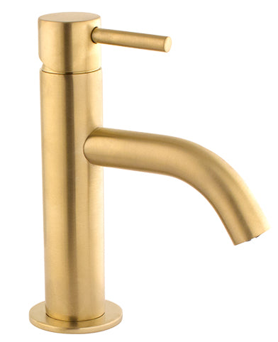 SINGLE LEVER LAVATORY CERAMIC 9/16 X 400 HOSES MINI MODEL BRUSHED GOLD