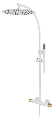 SHOWER MIXER, COLUMN ROUND THERMOST S. HEAD SS 12