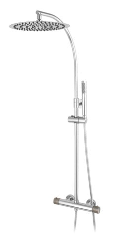 SHOWER MIXER, COLUMN ROUND THERMOST S. HEAD SS 12
