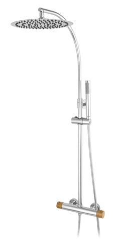 SHOWER MIXER, COLUMN ROUND THERMOST S. HEAD SS 12