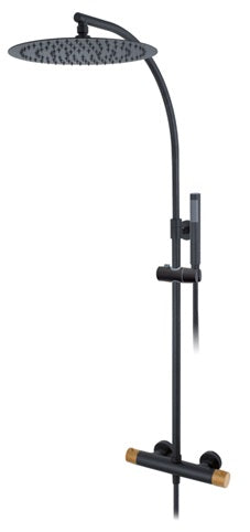 SHOWER MIXER, COLUMN ROUND THERMOST S. HEAD SS 12