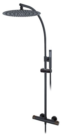 SHOWER MIXER, COLUMN ROUND THERMOST S. HEAD SS 12