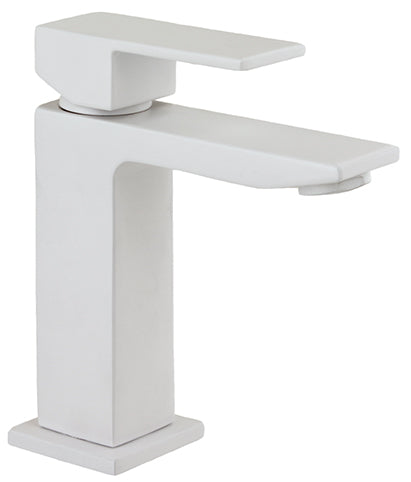SINGLE LEVER LAVATORY CERAMIC 9/16 X 400 HOSES CUBIC MOD. MATT WHITE