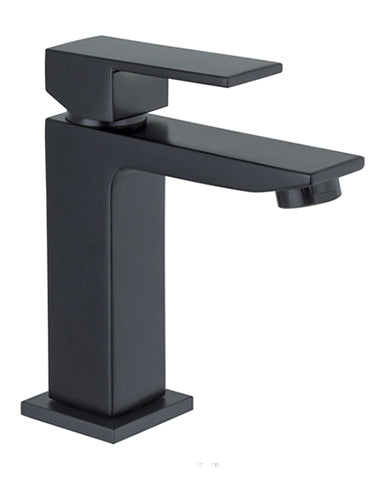 SINGLE LEVER LAVATORY CERAMIC 9/16 X 400 HOSES CUBIC MOD. MATT BLACK