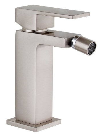 SINGLE LEVER BIDET CERAMIC 9/16 X 400 HOSES CUBIC MOD. SATIN NICKEL