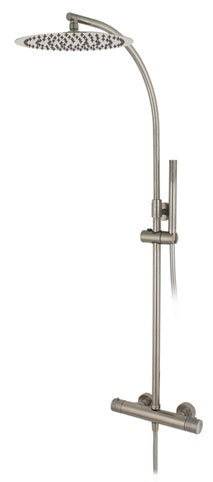 SHOWER MIXER, COLUMN ROUND THERMOST S. HEAD SS 12