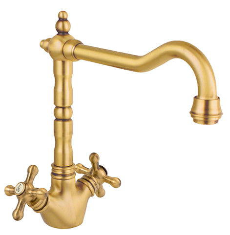 MONOBLOCK SINK 26 TUBE SPOUT CERAMIC CLOSING GALES MOD. OLD BRONZE