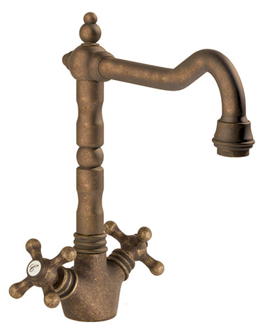 MONOBLOCK SINK 26 TUBE SPOUT CERAMIC CLOSING GALES MOD. DARK BRASS