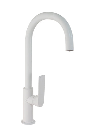 SINGLE LEVER SINK HIGH SPOUT ENERGY SAVING CARTRIDGE ARA MODEL MATT WHITE