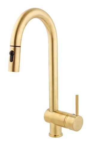 HIGH KITCHEN MIX/PULL OUT SPRAY CERAMIC 9/16 X 400 HOSES MINIMA BRUSHED GOLD