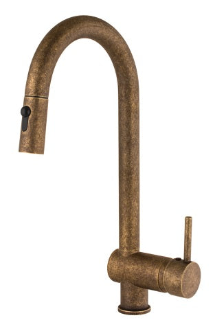 HIGH KITCHEN MIX/PULL OUT SPRAY CERAMIC 9/16 X 400 HOSES MINIMA DARK BRASS