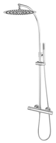 SHOWER MIXER, COLUMN ROUND THERMOST S. HEAD SS 12