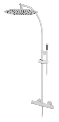 SHOWER MIXER, COLUMN ROUND THERMOST S. HEAD SS 12