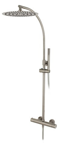SHOWER MIXER, COLUMN ROUND THERMOST S. HEAD SS 12