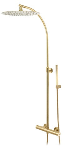 SHOWER MIXER, COLUMN ROUND THERMOST S. HEAD SS 12