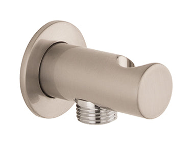 HOSE CONNECTOR AND HOLDER MINIMALIST M1/2 TO M1/2 NPT, SATIN NICKEL