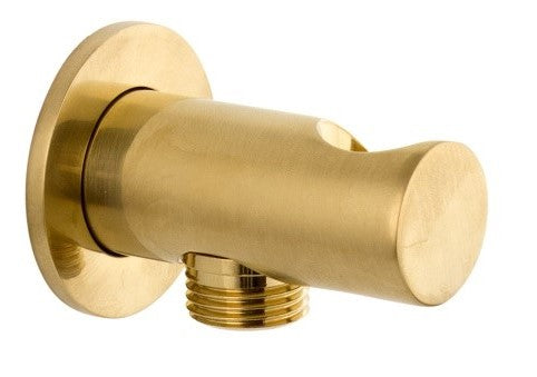 HOSE CONNECTOR AND HOLDER MINIMALIST M1/2 TO M1/2 NPT, BRUSHED GOLD PVD