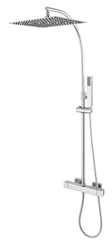SHOWER MIXER, COLUMN ROUND THERMOST S. HEAD SS 12