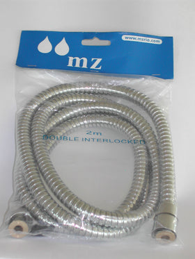 2 M BRASS FLEXIBLE HOSE CONICAL AND DOUBLE INTERLOCK, CHROME.