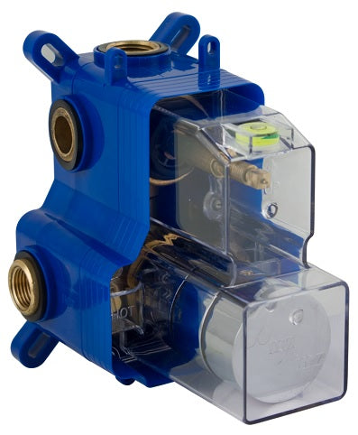 THERMOSTATIC 2 OUTLETS BRASS ROUGH-IN VALVE, WITH MZBOX ROUND CHROME