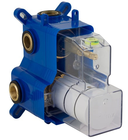 THERMOSTATIC 2 OUTLETS BRASS ROUGH-IN VALVE, WITH MZBOX ROUND MATT WHITE