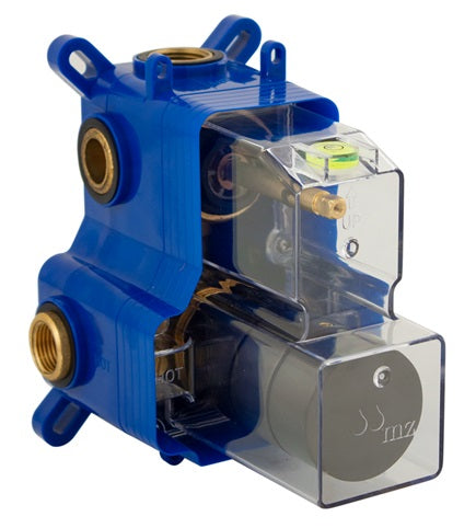 THERMOSTATIC 2 OUTLETS BRASS ROUGH-IN VALVE, WITH MZBOX ROUND BRUSHED GUN