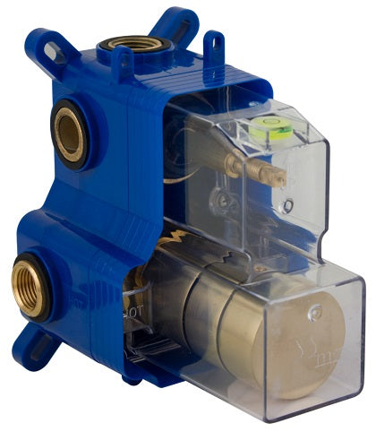 THERMOSTATIC 2 OUTLETS BRASS ROUGH-IN VALVE, WITH MZBOX ROUND BRUSHED GOLD