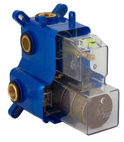 THERMOSTATIC 2 OUTLETS BRASS ROUGH-IN VALVE, WITH MZBOX ROUND DARK BRASS