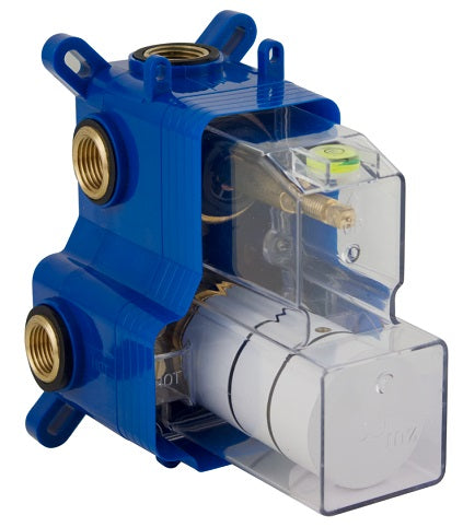 THERMOSTATIC 3 OUTLETS BRASS ROUGH-IN VALVE, WITH MZBOX ROUND MATT WHITE