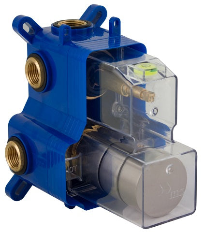 THERMOSTATIC 3 OUTLETS BRASS ROUGH-IN VALVE, WITH MZBOX ROUND SATIN NICKEL