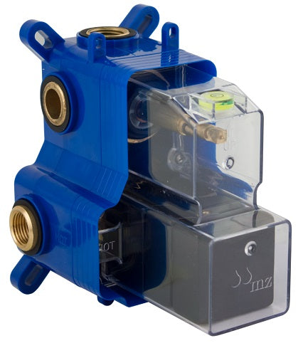 THERMOSTATIC 2 OUTLETS BRASS ROUGH-IN VALVE, WITH MZBOX SQUARE MATT BLACK