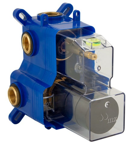 THERMOSTATIC 3 OUTLETS BRASS ROUGH-IN VALVE, WITH MZBOX ROUND BRUSHED ...